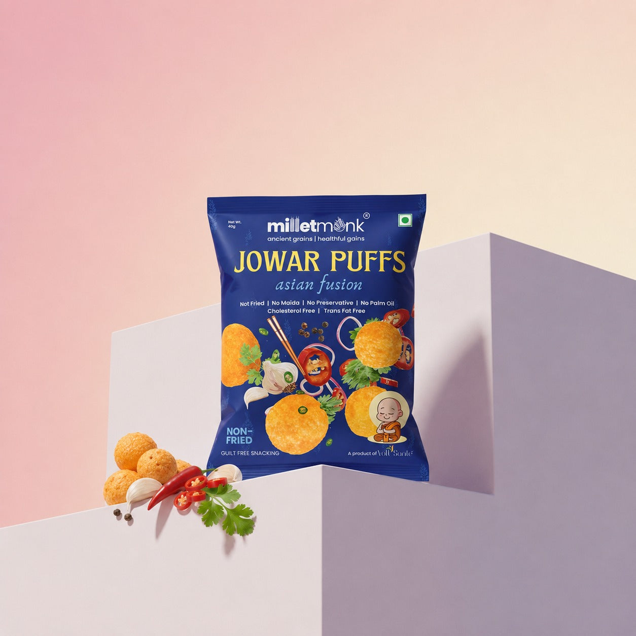 Millet Monk Jowar Puff: 40g (Pack of 3)