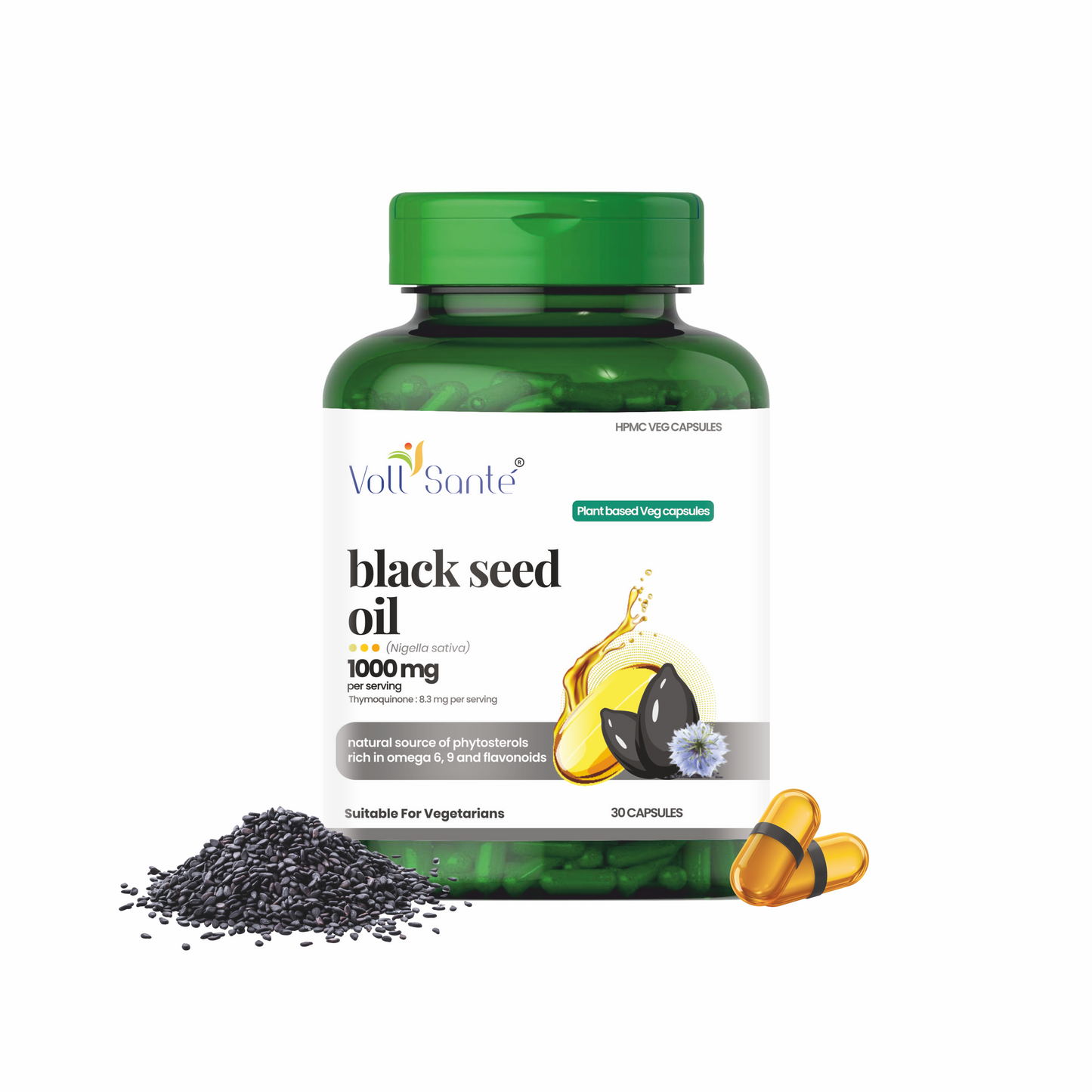 Black seed oil capsules 1000 mg by Voll Sante