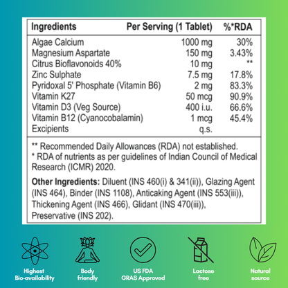 Voll Sante Algal Calcium Calgal Plus: Bottle of 30 Tablets