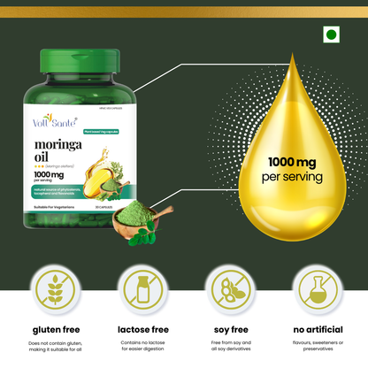 Voll Sante Moringa Oil: Bottle of 30 Capsules
