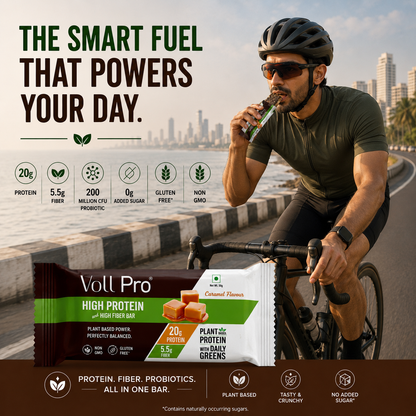 Plant Protein Bar – Voll Pro (20g Protein per 50g Bar, Pack of 6) Caramel Flavour