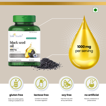 Nigella sativa supplement in plant-based veg capsule