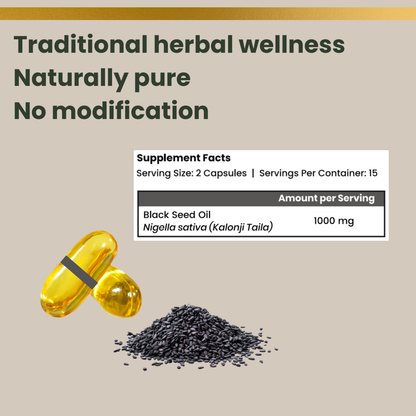 Black Seed Oil Capsules – 1000 mg Cold-Pressed (30 Veg Capsules)