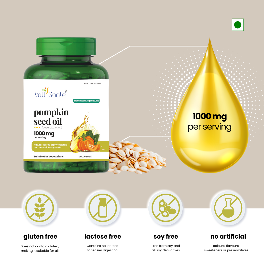 cold-pressed pumpkin seed oil capsule bottle