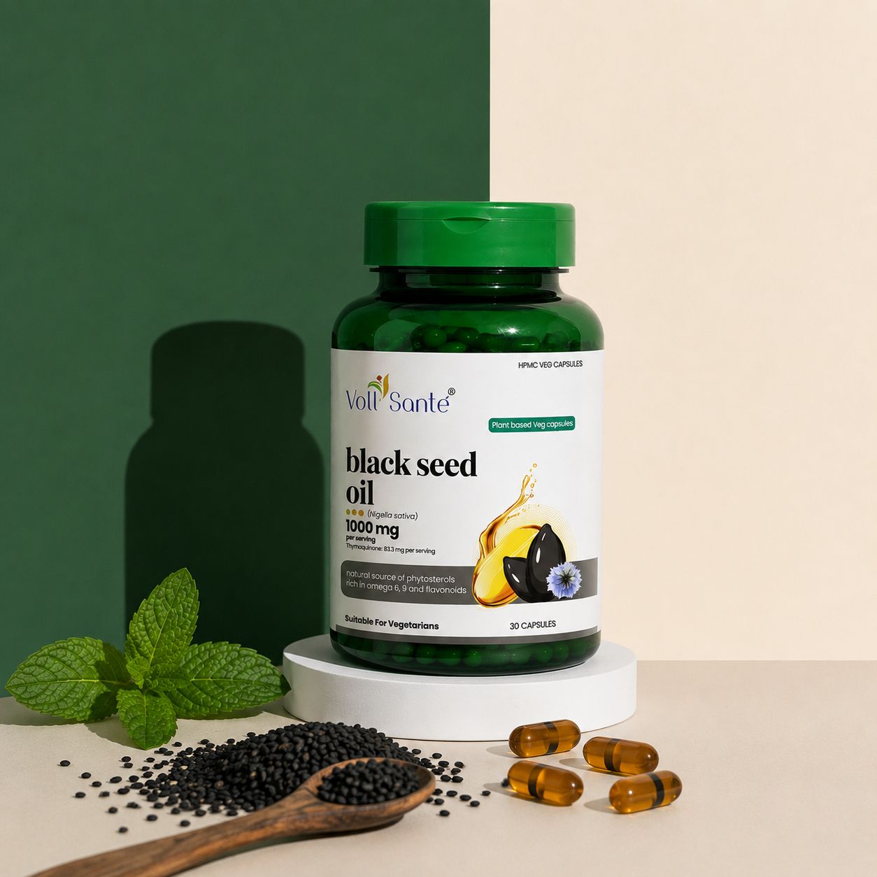 Black Seed Oil Capsules – 1000 mg Cold-Pressed (30 Veg Capsules)