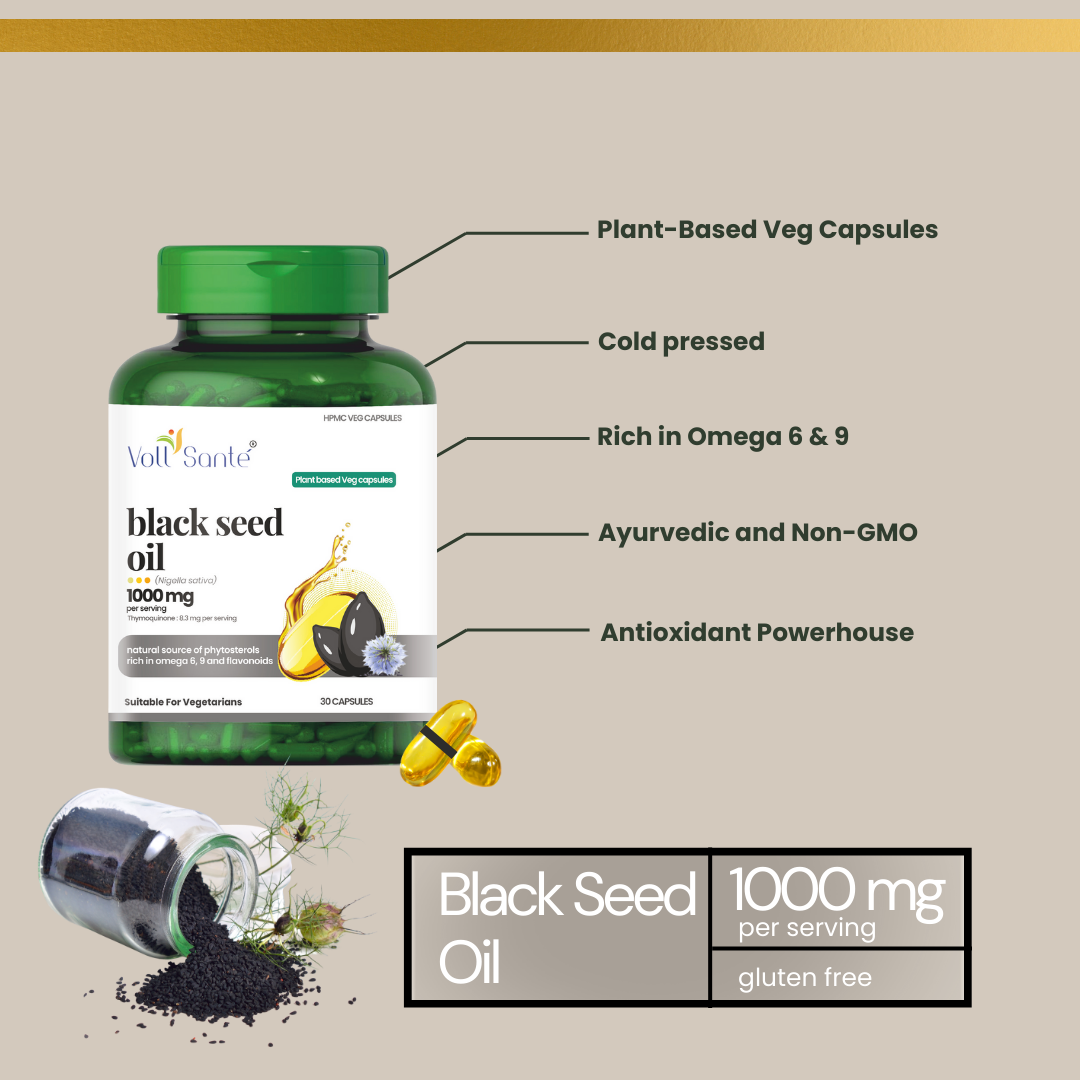 Cold-pressed black seed oil capsule nutrition