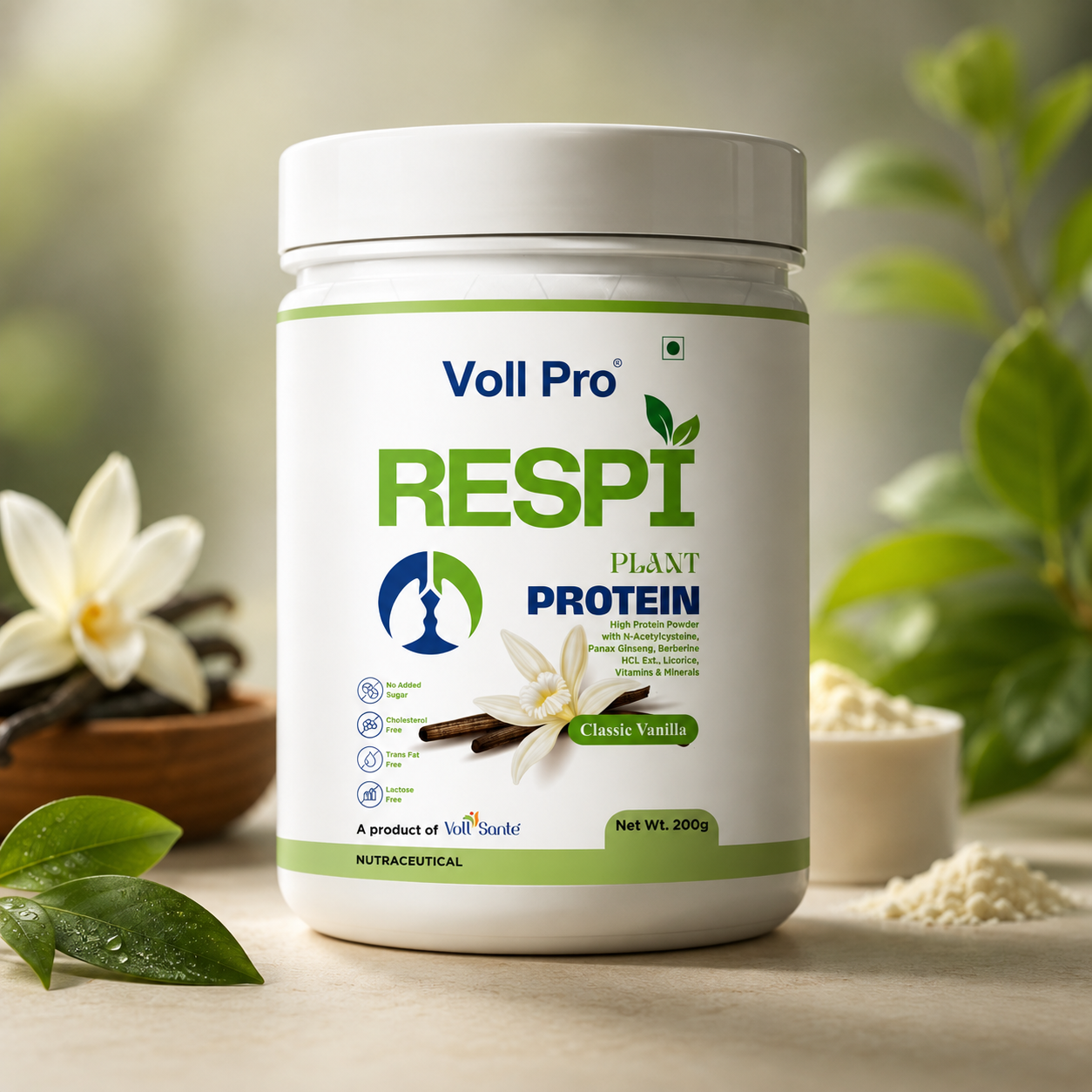 Voll Pro Respi Plant Protein Powder 200g (Vanilla Flavour)