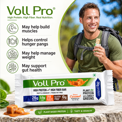 Plant Protein Bar – Voll Pro (26g Protein per 65g Bar, Pack of 6)