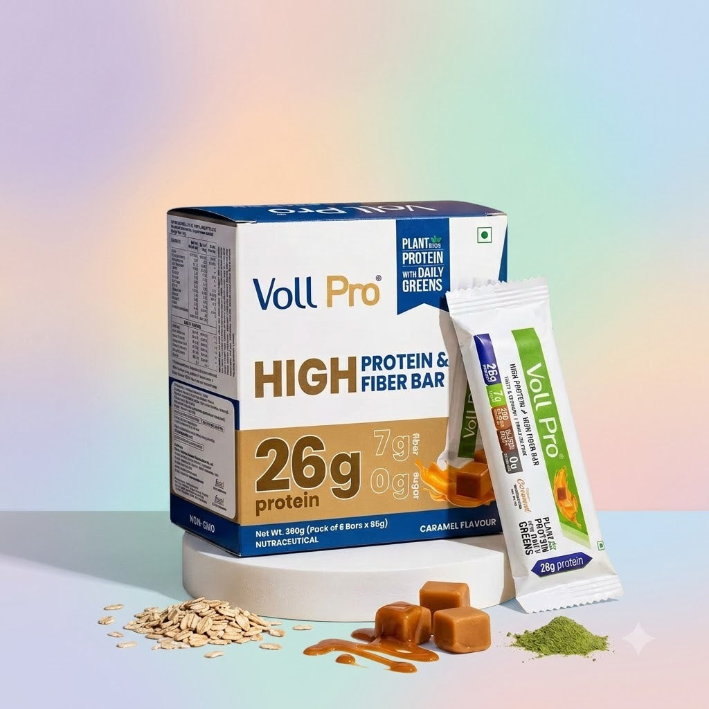 Plant Protein Bar – Voll Pro (26g Protein per 65g Bar, Pack of 6)