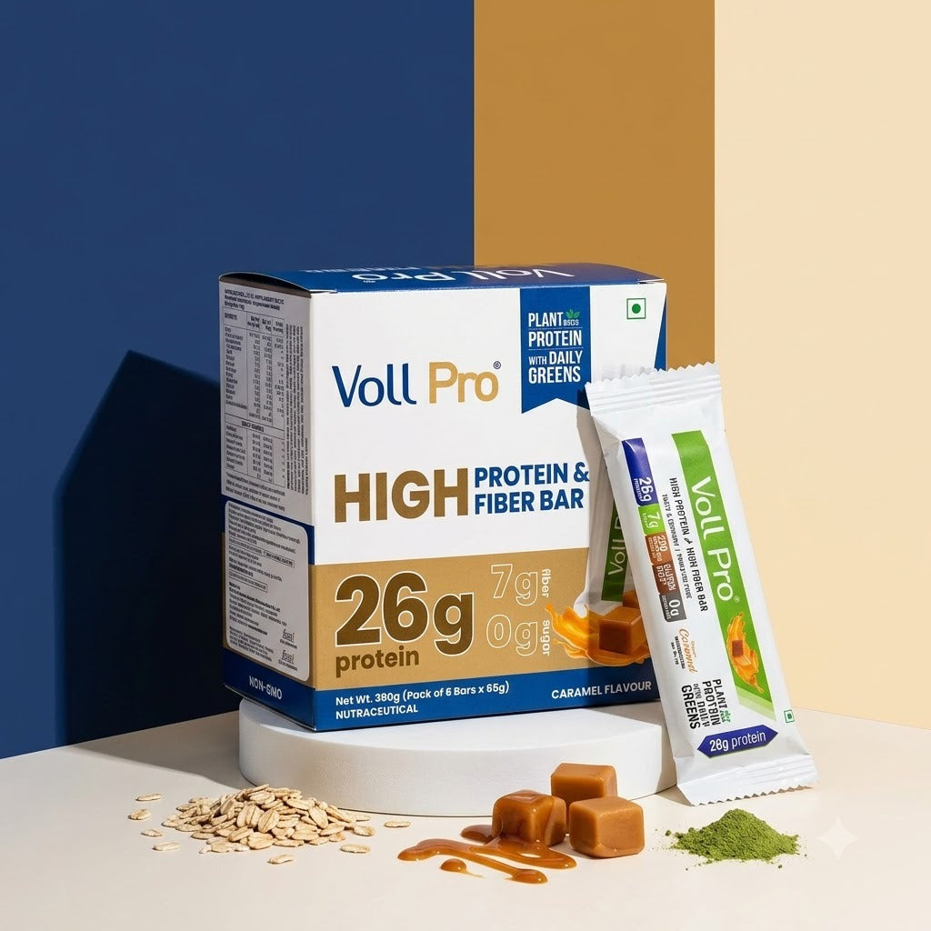Plant Protein Bar – Voll Pro (26g Protein per 65g Bar, Pack of 6)