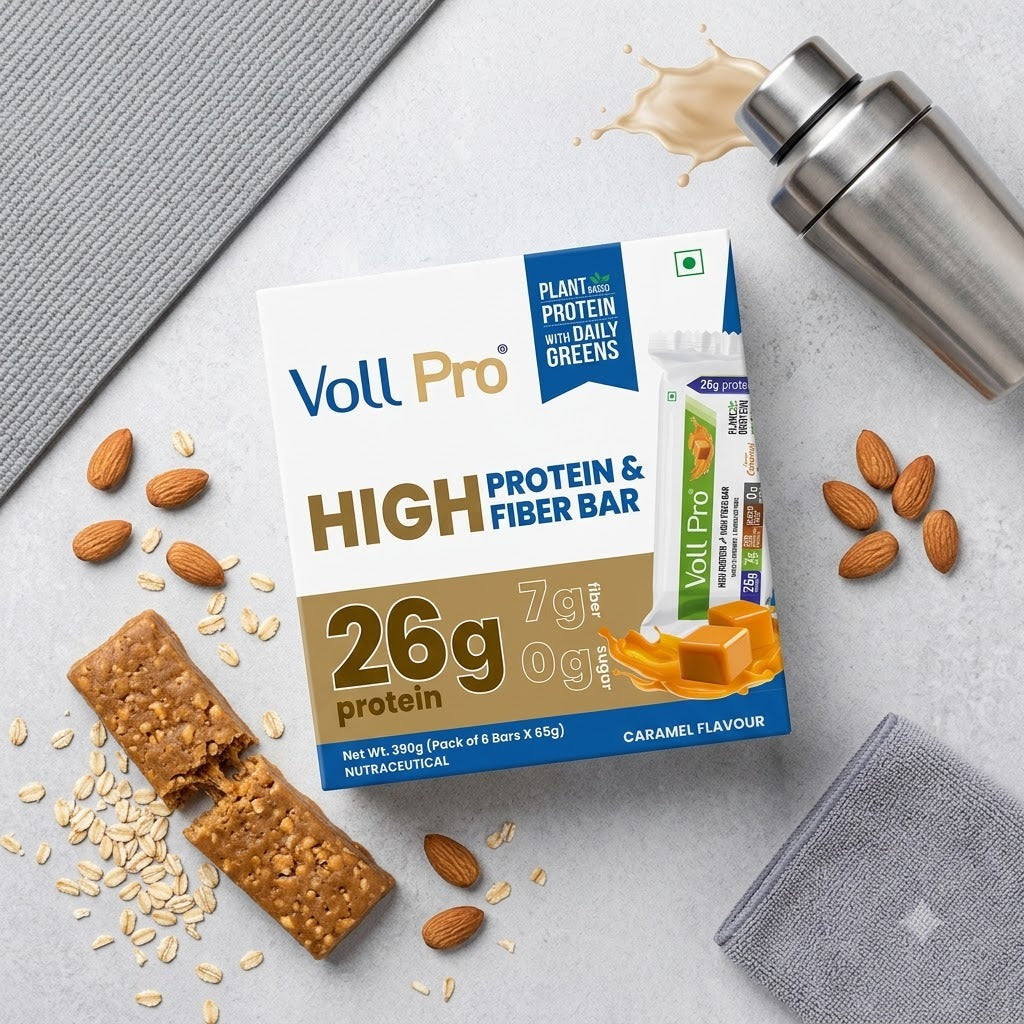 Plant Protein Bar – Voll Pro (26g Protein per 65g Bar, Pack of 6)