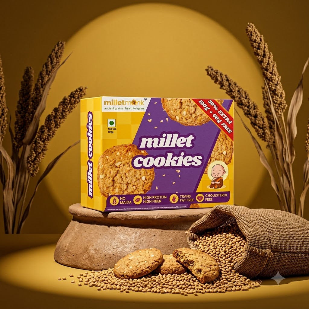 Millet Monk Millet Cookies: 180gm (18 Cookies)