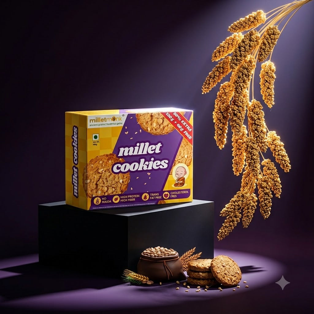 Millet Monk Millet Cookies: 180gm (18 Cookies)