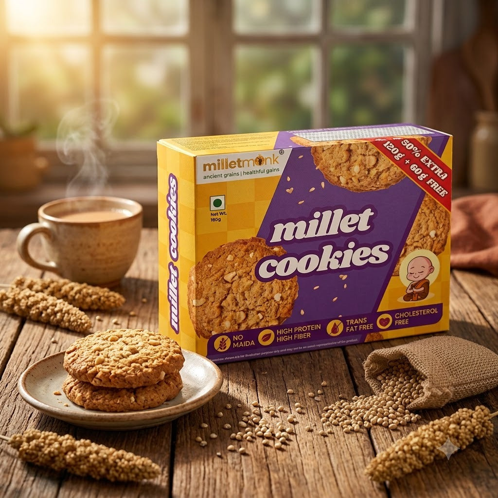 Millet Monk Millet Cookies: 180gm (18 Cookies)