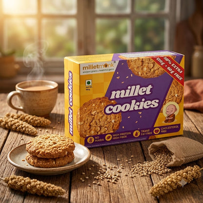 Millet Monk Millet Cookies: 180gm (18 Cookies)