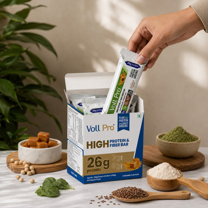 Plant Protein Bar – Voll Pro (26g Protein per 65g Bar, Pack of 6)