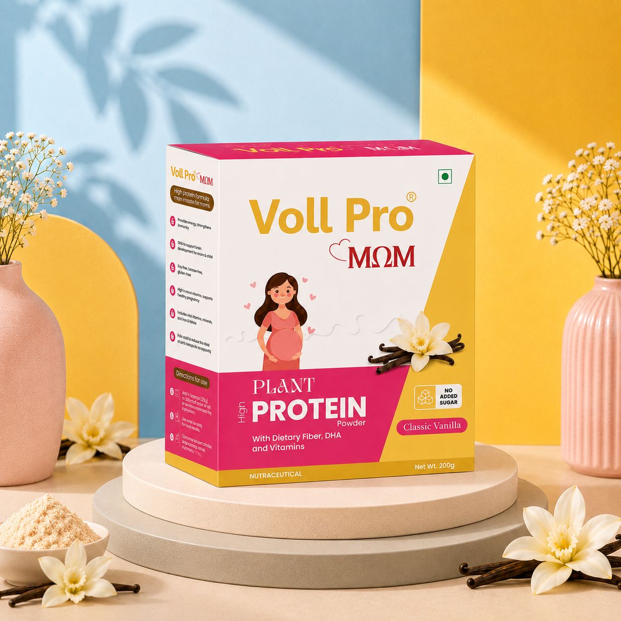 Voll Pro MOM Plant Protein Powder 200g (Vanilla Flavour)
