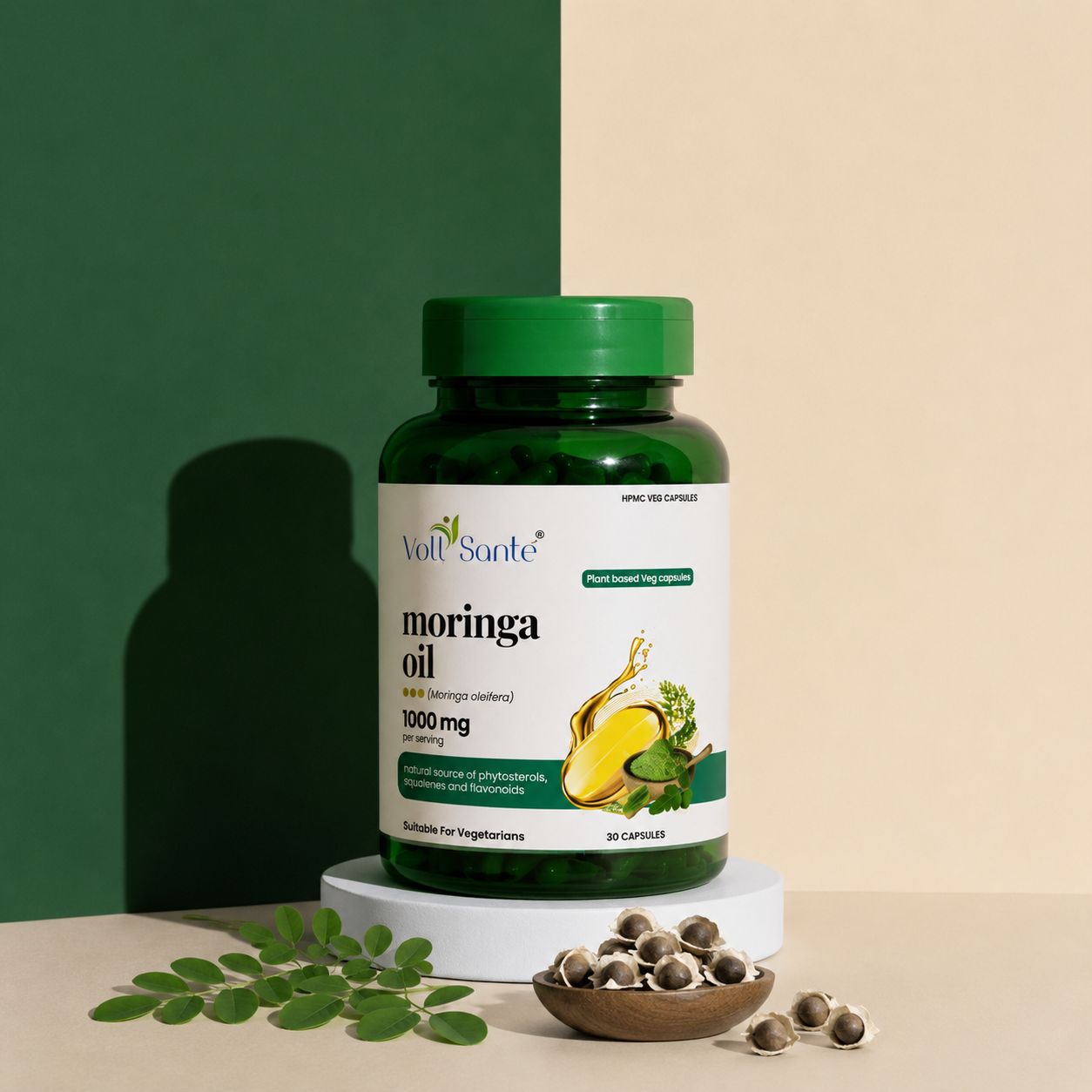 Voll Sante Moringa Oil: Bottle of 30 Capsules