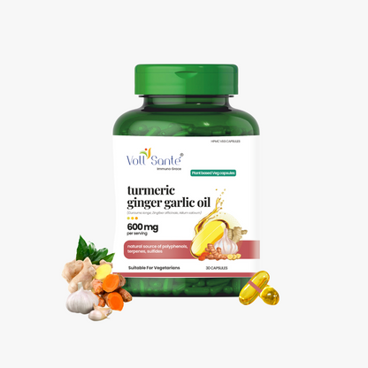 Voll Sante Turmeric, Ginger & Garlic Oil: Bottle of 30 Capsules